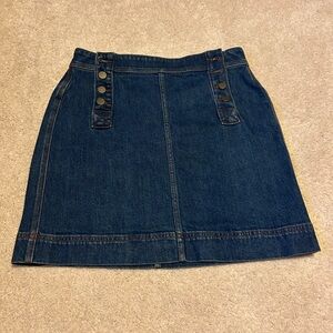 LOFT Dark Blue Denim Skirt with Button Details